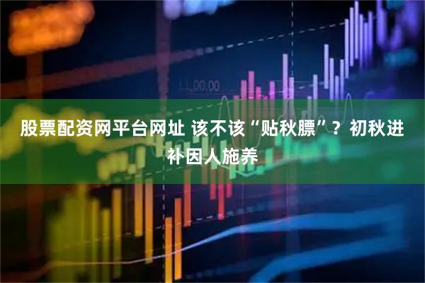 股票配资网平台网址 该不该“贴秋膘”？初秋进补因人施养